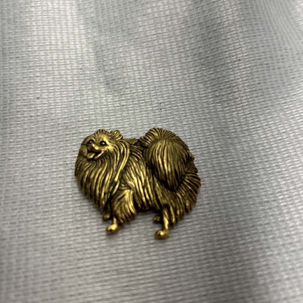 "JJ" Jonette Jewelry Antique Gold Pewter 'Prince POMERANIAN' Dog Pin